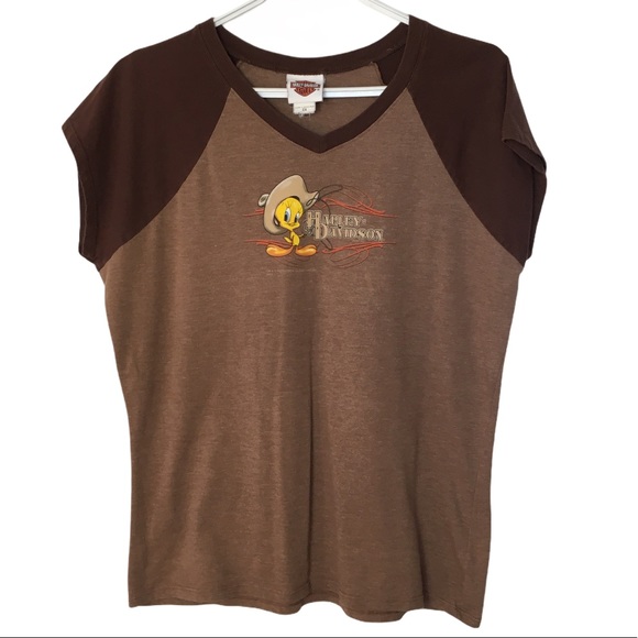 HARLEY DAVIDSON Vintage 90s Brown Tweety Bird Tee